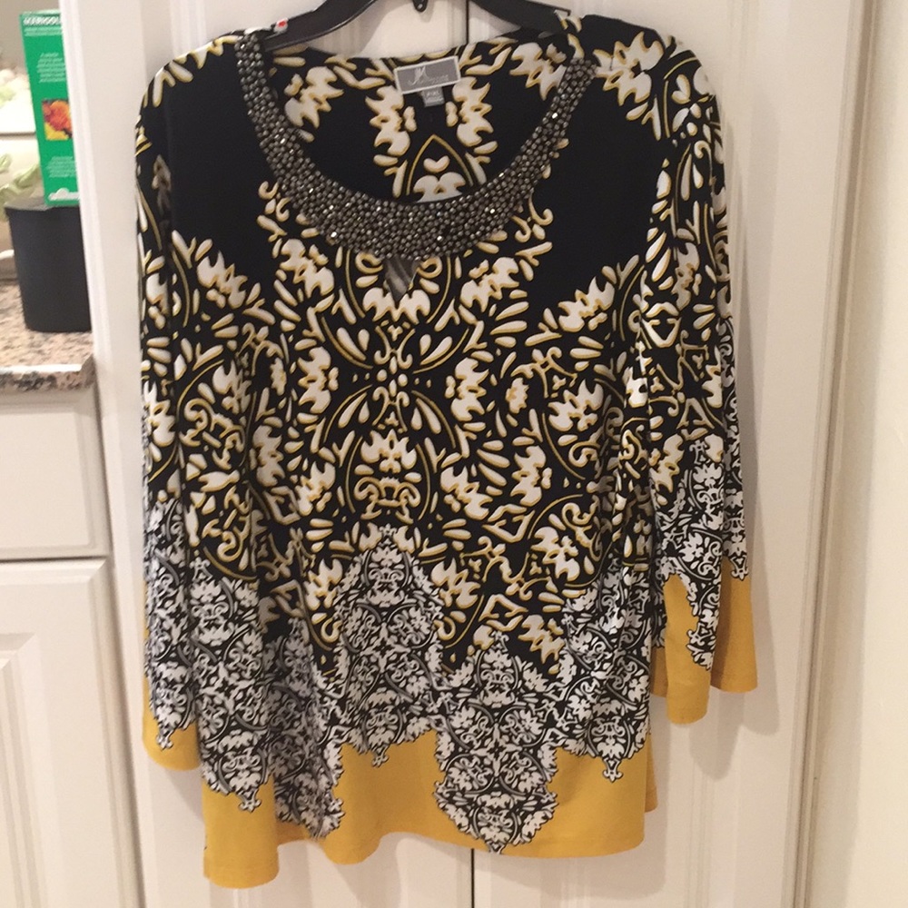 Top with beaded neckline